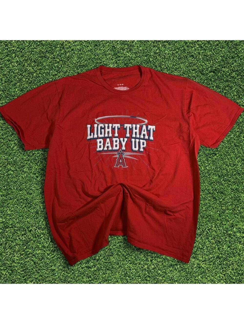 Vintage Los Angeles Angels Light That Baby Up MLB T-Shirt Size XL
